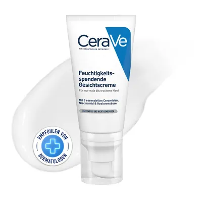 CeraVe Feuchtigkeitsspendende Gesichtscreme: hydratisierende Gesichtspflege mit Hyaluron, Niacinamid und Ceramiden für normale bis trockene Haut