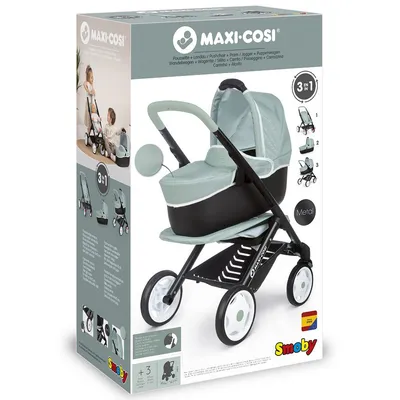 Smoby Kombinovaný kočárek Maxi Cosi pro panenky zelenošedý