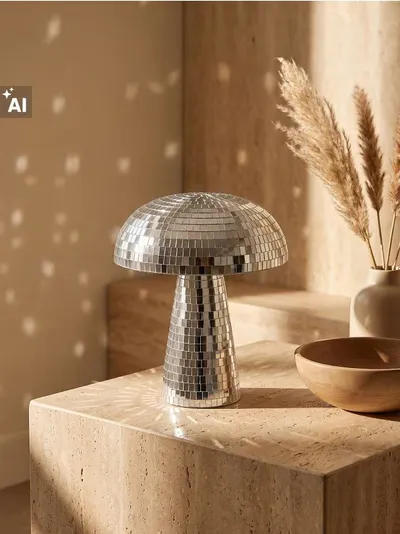 Lampă LED în formă de ciupercă cu motiv de bilă disco