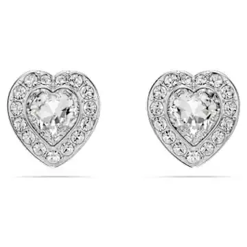 Ariana Grande x Swarovski bedugós fülbevaló, Vegyes metszés, Szív, Fehér, Ródium bevonattal