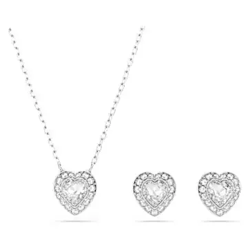 Ariana Grande x Swarovski szett, Vegyes metszés, Szív, Fehér, Ródium bevonattal