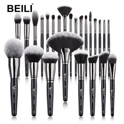 BEILI 25/15 ks Profesionální sada štětců na make-up Sada štětců na make-up Premium Synthetic Kabuki Foundation Face Powder Blush Concealers Oční stíny