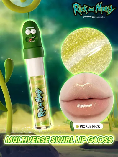 Rick and Morty X SHEGLAM Multiverse Swirl Brillo de Labios-Pickle Rick Marca de Belleza Cosmética Maquillaje para Mujeres y Niñas