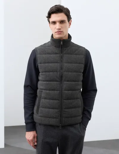 Padded Hybrid Zip Up Gilet with Wool