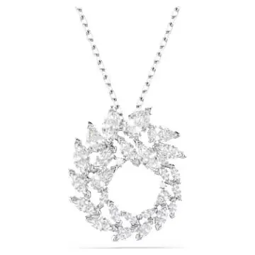 Mesmera pendant, Marquise cut, White, Rhodium plated