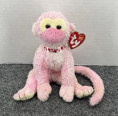Ty Beanie Babies Poet The Pink Monkey Plush 6" Stuffed Animal
