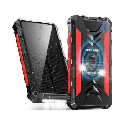 Powerbank Solarny Feegar 36000mah 20W 4x USB-C PD QC3 Ładowanie indukcyjne