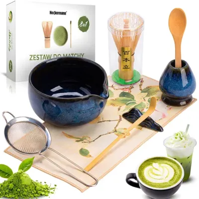 Zestaw Prezentowy Do Herbaty Matcha Miotełka Podstawka Łyżeczka 8w1 Nara