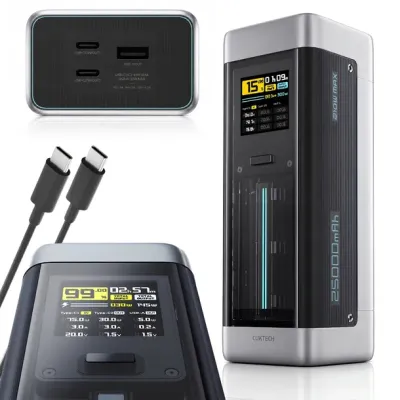 Mocny Powerbank 25000mah 210w Do Laptopa 2xusb-c 1xusb-a Szybki Cuktech