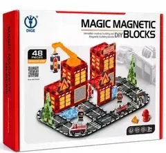 Дитячий магнітний конструктор "Magic Magnetic Blocks", "Пожежна частина" 48 деталей