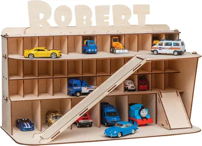 TOYBOX Sustainable Wooden Toy Car Garage Set With Custom Name, Toys For Kids 3 years +