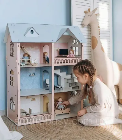 Ляльковий будинок "Dolly Loft" дерев'яний з меблями Дитячий будиночок SmartTemple для ляльок барбі дівчаток lol без меблів