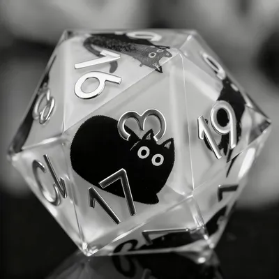 Cat DND Dice Set Resin 7Pcs Dice DND with an Iron Box for DND COC Role Playing dice Games and Board Games Gift (Milk Core)