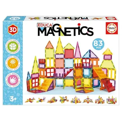 Educa - Magnetics | Juego Educativo de construcción 3D magnético con 83 Piezas para niños, construye Figuras geométricas desarrollando la Creatividad e imaginación. A Partir de 3 4 5 años (20025)