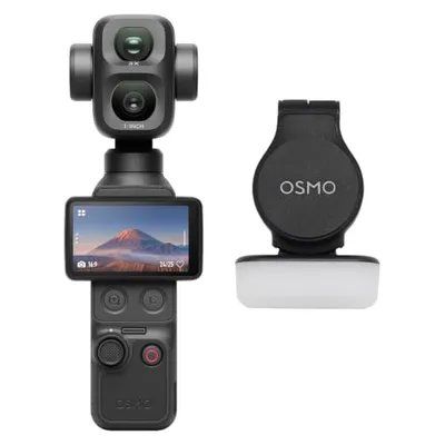 DJI Pack Estándar Osmo Pocket 4P, cámara para Vlogs 4K de Doble Objetivo | Zoom óptico de 3×, zoom de hasta 12×, 4K/240 fps, rango dinámico de 17 pasos, 103 GB de almac. integrado, luz de relleno