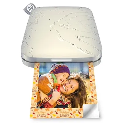HP Sprocket Sofortbilddrucker, 2 x 3 Zoll (5,1 x 7,5 cm) Zink-Fotopapier mit Kleberückseite, tragbar, kabellos, kompatibel mit iOS- und Android-Geräten via Bluetooth, Weiß.