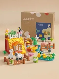 Розвиваючий конструктор POPPET Весела Ферма, 65 елементів (PP-СT-008)