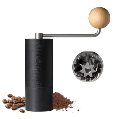 KINGrinder P2 Leichte manuelle Kaffeemühle, ABS-Gehäuse, Stahlmahlwerk