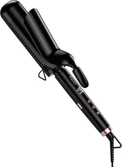 Farery 2 inch Curling Iron For Long Hair, Lightweight Large Barrel Curling Iron 50mm, Curling Wand Infused Argan Oil & Keratin for Bouncy Big Curls, 9 Temps Digital Display & Lock Key, Fast Heated