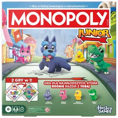 MONOPOLY JUNIOR 2w1 Gra planszowa dla dzieci PL G1856