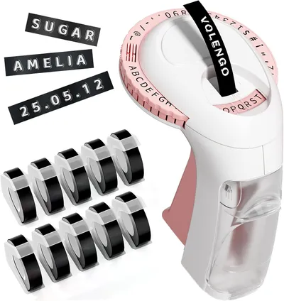 Pink Embossing Label Maker, Scrapbook Junk Journal Supplies, Retro Embosser