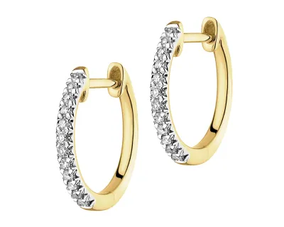 Kolczyki z żółtego złota z diamentami - koła - 0,10 ct - próba 585
