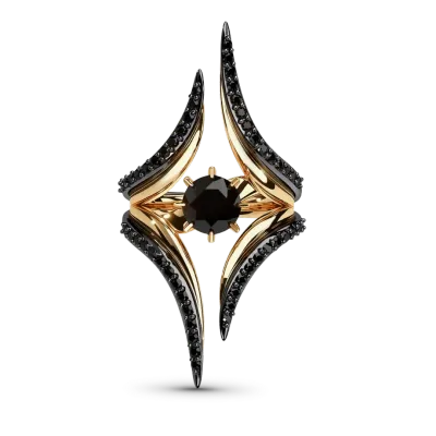 Gnoce Geometric Spire Round-Cut Moissanite Ring