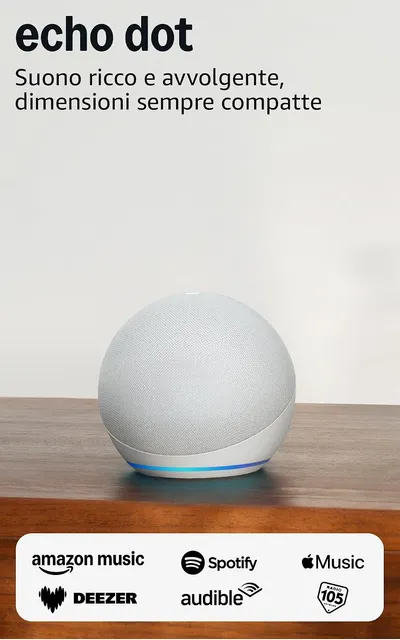 Echo Dot (Ultimo modello) | Altoparlante intelligente Wi-Fi e Bluetooth, suono più potente e dinamico | Bianco ghiaccio, con Accesso Anticipato ad Alexa+