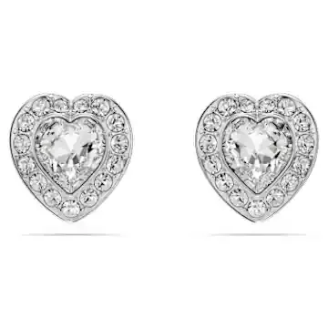 Ariana Grande x Swarovski bedugós fülbevaló, Vegyes metszés, Szív, Fehér, Ródium bevonattal