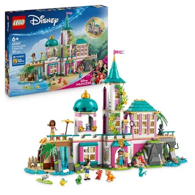 LEGO ǀ Disney Princess Schloss & königliche Haustiere – Set mit detaillierter Innenausstattung – inkl. Arielle, Rapunzel, Mulan, Jasmin & Vaiana Mini-Figuren – Geschenk für Kinder ab 6 Jahren – 43267