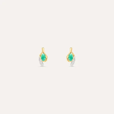 Orecchini Lobo Charlotte Oro Bicolore Smeraldo Diamante