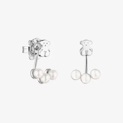 Pendientes cortos de plata con perlas Nocturne
