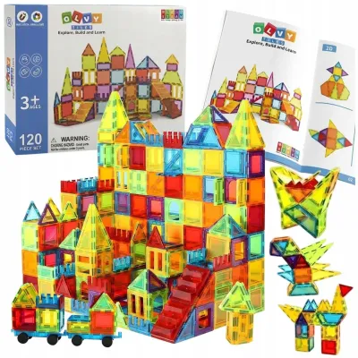 Vzdělávací magnetické kostky Stavebnice Kreativní sada 120 dílků Montessori auto