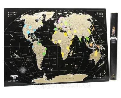 Скретч-мапа світу My Map Black edition Mini 61х41 (англійська мова) у тубусі