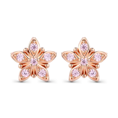 Gnoce Japanese Style Cherry Blossom Earrings 925 Sterling Silver
