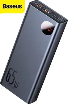 Повербанк для ноутбука Baseus 20000 мАг 65 Вт PD Power Bank Adaman Metal швидка зарядка макбука планшета телефону смартфона УМБ Базеус зовнішній акумулятор металевий корпус з кабелем USB to Type-C