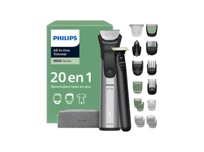 Afeitadora corporal - Philips MG9558/15, 20 Accesorios, 120 min Autonomía, Cara, Cabeza y Cuerpo, Peine-guía de precisión de alta calidad, Gris